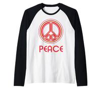 Grafica lineare retrò psichedelica Segno della Pace Maglia con Maniche Raglan