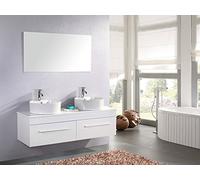 GRAFICA MA.RO S.R.L. MOBILE BAGNO DOPPIO LAVABO ARREDO BAGNO COMPLETO 150 cm RUBINETTI White Cardellino