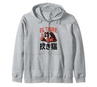Grafica Manga Streetwear Tigre Tiger Urban Maneki Neko Felpa con Cappuccio