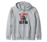 Grafica Manga Streetwear Tigre Tiger Urban Maneki Neko Felpa con Cappuccio