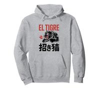 Grafica Manga Streetwear Tigre Tiger Urban Maneki Neko Felpa con Cappuccio