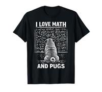 Grafica Matematica Divertente per Cani I Love Math And Pugs Maglietta