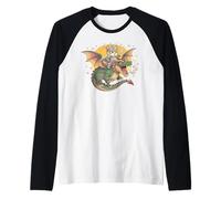 Grafica Medievale della Fiera di Ren del Drago cavalcando la Tigre Maglia con Maniche Raglan