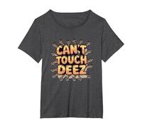 Grafica Meme Divertente di Can't Touch Deez Nuts Maglietta, Donna Plus-Size, Grigio Scuro, 1X