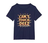 Grafica Meme Divertente di Can't Touch Deez Nuts Maglietta, Donna Plus-Size, Navy, 1X