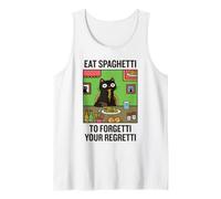 Grafica Meme Vintage per Cena Italiana Umorismo Pasta Gatto Nero Canotta