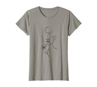 Grafica Minimalista Line Art Viso Donna Luna e Fiore Maglietta