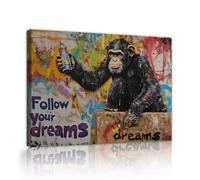 Grafica murale moderna su tela graffiti di strada Stile Pop Segui i tuoi sogni per uno Studio Bar Immagini di Animali Incorniciate Poster Murales 30x45cm