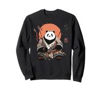Grafica Panda Warrior Tramonto Giapponese Ukiyo-e Art Felpa