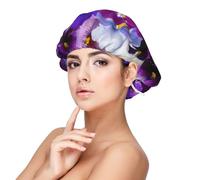 Grafica Pansy Pasqua Fiori primaverili,Cuffia da notte in raso per adulti - Cuffia da notte elastica per donna, copricapelli per la notte