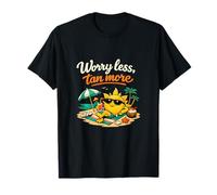 Grafica per Feste con Scritta «Worry Less Tan More Sun Sand» Maglietta