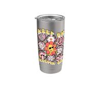 Grafica retrò con margherita "Keep On Keepin' On" Bicchiere termico in acciaio inox doppia parete