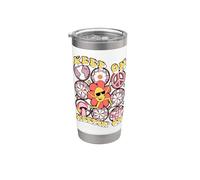 Grafica retrò con margherita "Keep On Keepin' On" Bicchiere termico in acciaio inox doppia parete