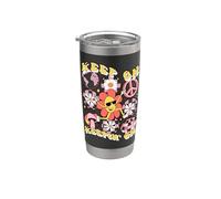 Grafica retrò con margherita "Keep On Keepin' On" Bicchiere termico in acciaio inox doppia parete
