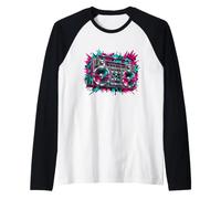 Grafica retrò con Onde sonore Maglia con Maniche Raglan