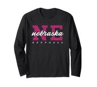 Grafica retrò del Nebraska Softball Rosa Leopardata Varsity State Maglia a Manica