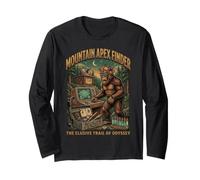 Grafica retrò della Foresta criptica di Bigfoot Mountain Camping Maglia a Manica