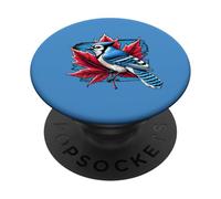 Grafica retrò vintage con scritta "A Blue Jay On A Maple Leaf PopSockets PopGrip Adesivo
