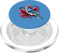 Grafica retrò vintage con scritta "A Blue Jay On A Maple Leaf PopSockets PopGrip per MagSafe