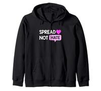Grafica Rosa con Scritta Love Not Hate Felpa con Cappuccio