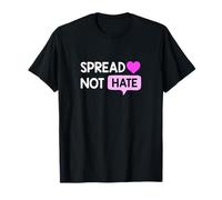 Grafica Rosa con Scritta Love Not Hate Maglietta