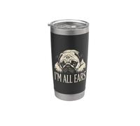 Grafica simpatica con cucciolo di carlino sdraiato con scritta "I'm All Ears" Bicchiere termico in acciaio inox doppia parete