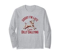 Grafica Sorry I'm Late I Was Dilly Dallying Baby Lamb Sheep Maglia a Manica