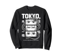 Grafica Streetwear Manga Tokyo Dragon Anime Eyes Felpa