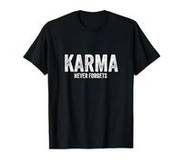 Grafica testuale angosciata Karma Never Forgets Maglietta