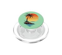 Grafica tropicale con tramonto palme isola retrò spiaggia PopSockets PopGrip per MagSafe