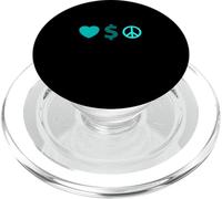 Grafica turchese con amore, ricchezza, pace PopSockets PopGrip per MagSafe