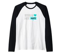 Grafica Turchese con Scritta Love Not Hate Maglia con Maniche Raglan