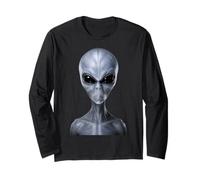 Grafica UFO Extraterrestre Alien Grigio Classico Maglia a Manica