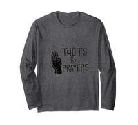 Grafica Umoristica Divertente di THOTS & Prayers Maglia a Manica