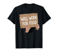 Grafica Umoristica retrò Divertente con Scritta Will Work for Maglietta