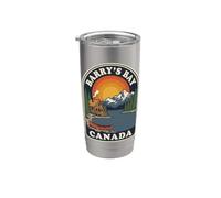 Grafica vintage del tramonto del lago della cabina di Barrys Bay Canada Bicchiere termico in acciaio inox doppia parete
