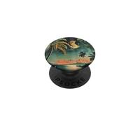 Grafica vintage delle palme della baia della spiaggia di notte delle Hawaii PopSockets PopGrip Adesivo