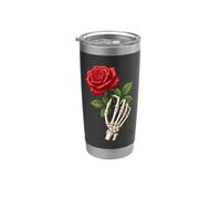 Grafica vintage gotica scheletro rosa romanticismo punk Bicchiere termico in acciaio inox doppia parete