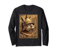 Grafica Vintage Medievale Fox Knight Surreale Fantasy Animal Maglia a Manica