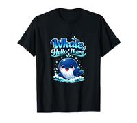 Grafica Whale Hello There Kawaii Chibi Whale Wave Maglietta