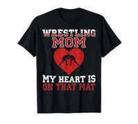Grafica Wrestling Mom My Heart Is On That Mat Maglietta