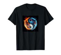 Grafica Yin Yang Fuoco E Acqua Maglietta