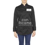 Grafiche Pilia Industria Grafica Giacca Cuoco Donna Ricamata con Nome Personalizzabile Online Modello Lady Chef Donna Nero (L)
