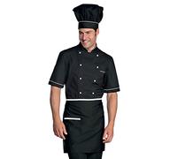 Grafiche Pilia Industria Grafica Giacca Cuoco Mezza Manica Ricamata con Nome Personalizzabile Online Modello Alicante Nera Profili Bianchi (XXL)