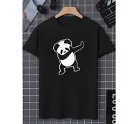 Gráfico de oso panda para dabbing, 220 g/m2, nuova camicia informale de verano de algodón con cuello redondo y manga corta (1 unità) T-shirt da uomo in cotone alla moda, comoda, morbida, traspirante e