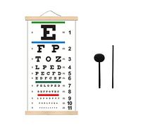 Grafico degli occhi per esami oculari 20 piedi, Snellen Eye Chart con cornice in legno per decorazione da parete, 55 x 25 cm, grafico occhi a bassa visione con occlusore e puntatore a mano