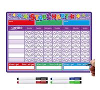 Grafico dei premi TMS per bambini | Grafico a stelle magnetico per riconoscere e ispirare un buon comportamento nei bambini e nei bambini, ragazzi e ragazze | Viene fornito con 4 penne magnetiche