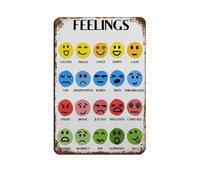 Grafico dei sentimenti per bambini, motivo emozioni retrò, in metallo, stile chic, retrò, pittura in ferro, decorazione da parete, per bar, grotte, bar, famiglie, garage, 20 x 30 cm