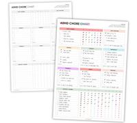 Grafico delle faccende ADHD per adulti e ragazzi, formato A3, double-face, per pulizia e routine, planner giornaliero, settimanale, mensile con premi, design colorato e bianco e nero, poster abitudini