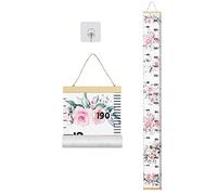 Grafico di crescita del bambino, altezza da parete per bambini, 200,7 x 20,1 cm, telaio in legno su tela, misura righello da appendere per la decorazione della stanza dei bambini (fiore)